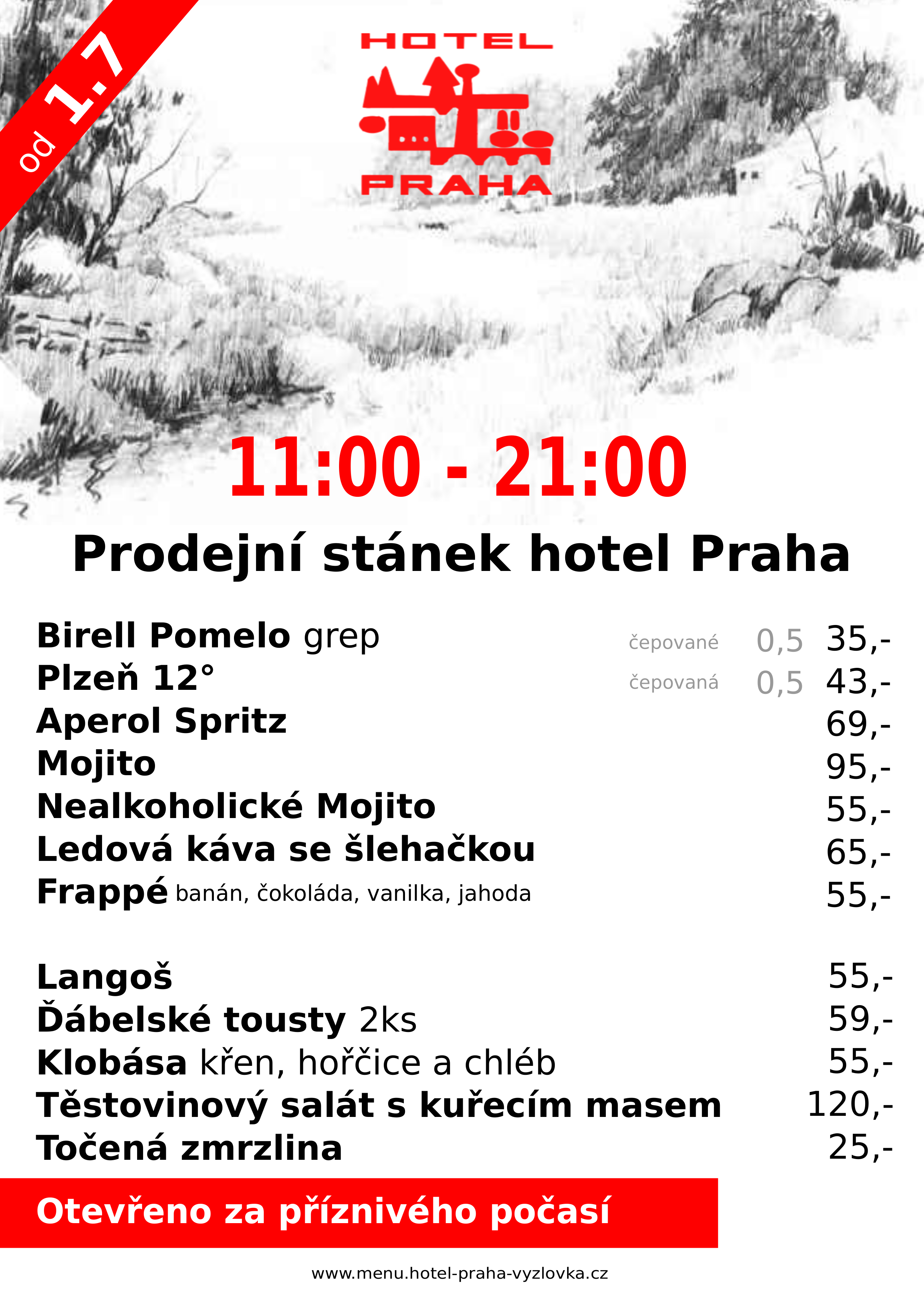 Rozvoz jídla Vyžlovka, prodejní stánek hotel restaurace Praha Vyžlovka rozvoz jídel - Hotel restaurace Praha Pronájem